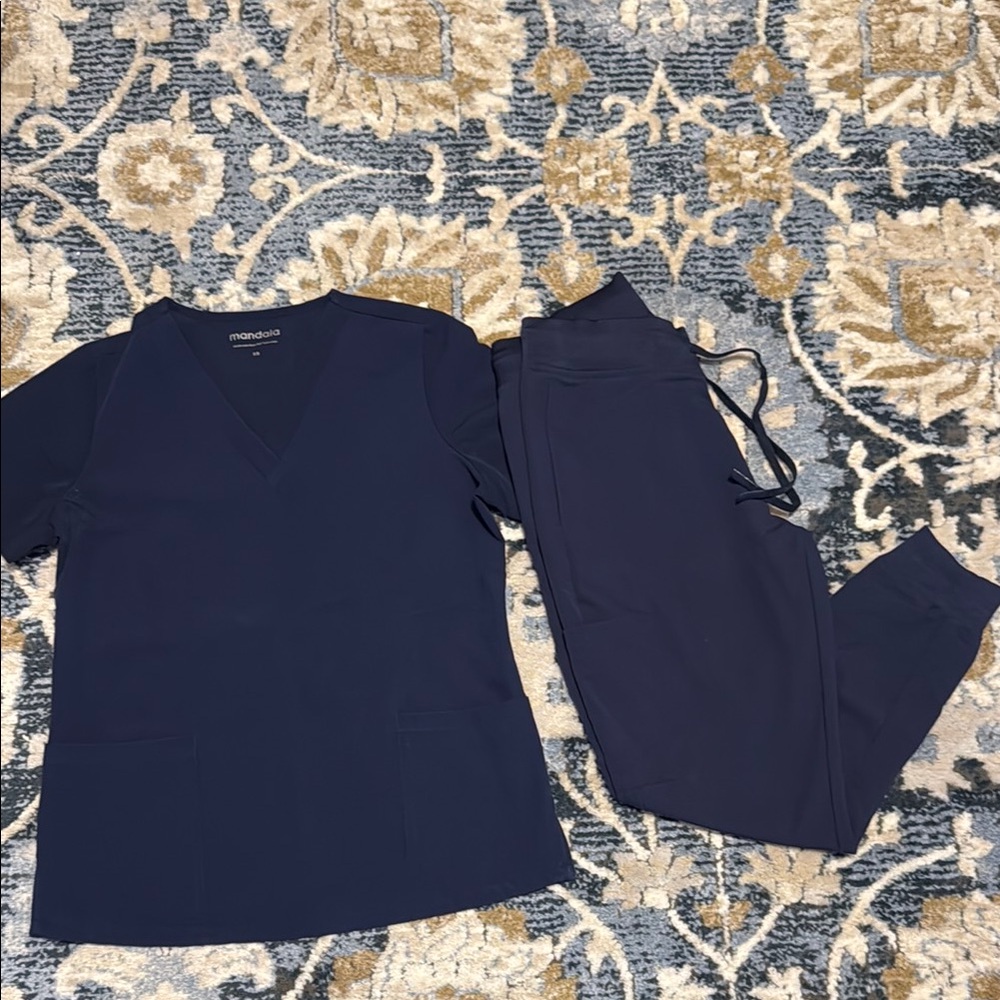 Mandala Navy Blue Scrub Set Size XS/P